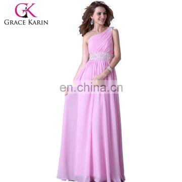 Grace Karin Latest Design One Shoulder Chiffon Ladies Long Evening Party Wear Gown CL3410-1#