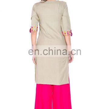 Premium Quality Viscose Fabric Knee Length Embroidered Lady Kurtis photo-2