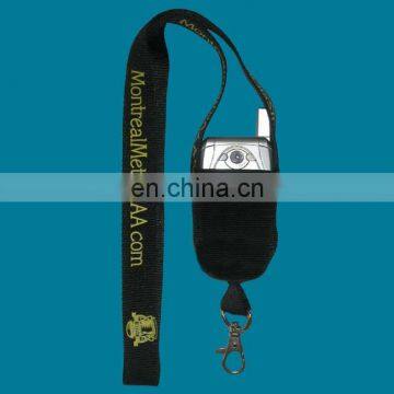 custom promotional polyester elastic lanyard cell phone holder