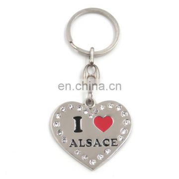 Custom LOGO Design Metal Heart Diamond Keychains