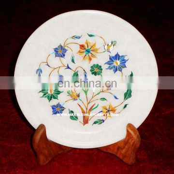 Marble Flower Inlay Antique Plate Handcrfted