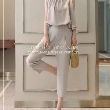 Stand Collar Daily Rust Gathered Jumpsuit photo-2