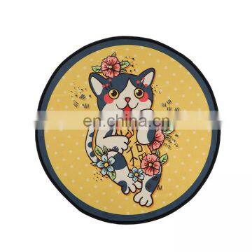 Customize Patterns Various Colors Cute Cartoon Waterproof Household Comfortable Round Pet Mat