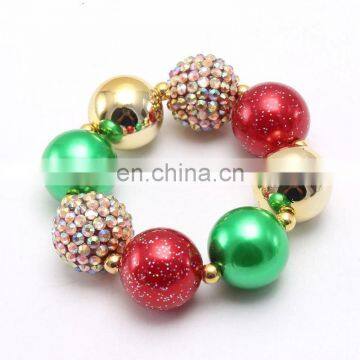 Christmas Chunky Necklace Set Necklace + Bracelet 2pcs Girl Bubble Beads Boutique Jewelry Sets photo-4