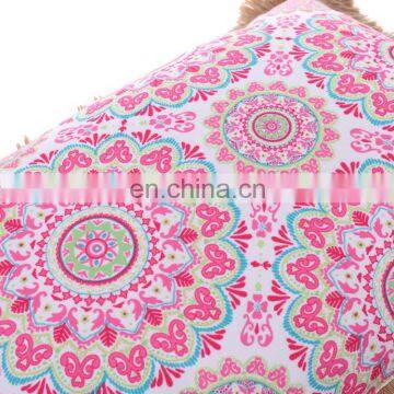 Custom Made Decorative 3D Printed Pink Flowers Outdoor Bench Waterproof Throw Pillow Cushion With Jute Fringe photo-4