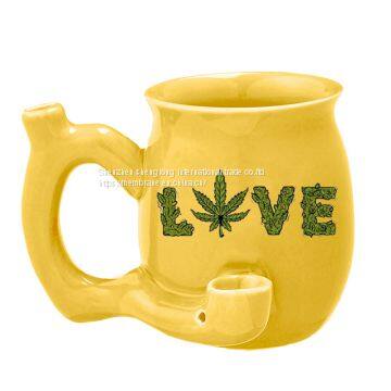 yellow color drinkware Mugs Drinkware Type and CE/EU Certification tea cups Ceramic 3D smoke pipe mug for coffee bar