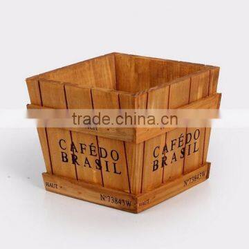 Accept custom square vintage wooden flower crate,silk printing antique crate