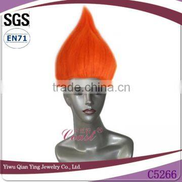 cheap wholesale high quality orange synthetic halloween big troll wig