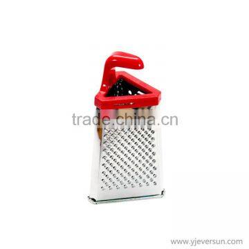 3 sided stainless steel multi purpose cheese grater with container, grater with container, grater with three side