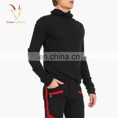 Men Black Wool High Neck Pullover Swater