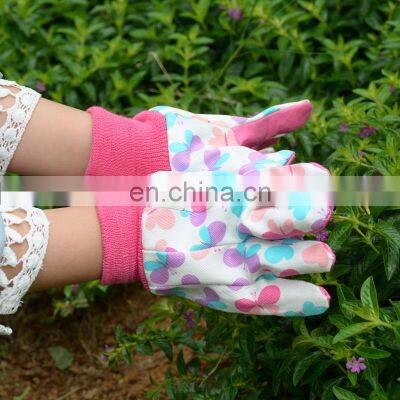 HANDLANDY Pink cotto Kids Work Gardening Gloves Leather Children's garden gloves HDD5093