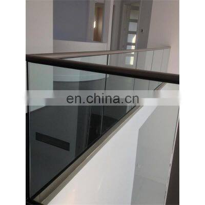 Black steel frameless aluminum U channel glass balustrade for stair