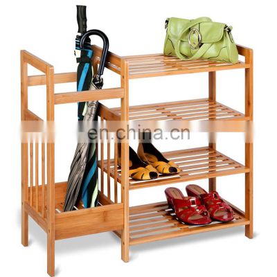 wooden bamboo 4 layers multifunctional shoe racks oerganizer for home