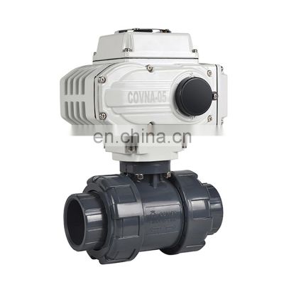 COVNA 2 Way Full Port12V 24V DC Motor Operated CPVC Plastic True Union Ball Valve