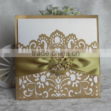 Personalized Laser Cut with Metal Tablet High Quality Arabic Wedding Invitation Cards