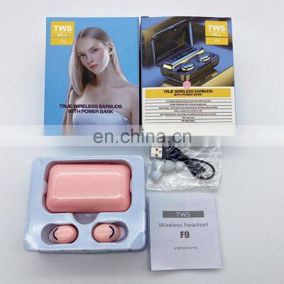 Headphones F9 Tws 5.0 Wireless Earbuds Earphone With 2000mah Charging Sports Gaming Headset With Led Display Headphone photo-2