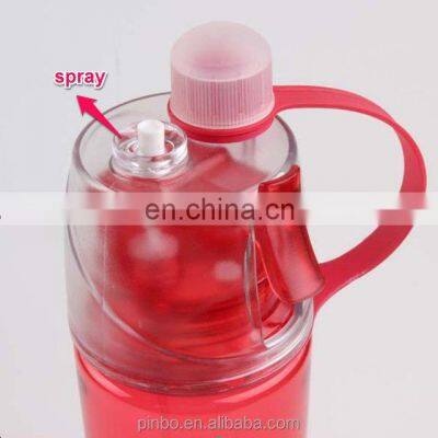 Plastic Sport Drinking Spray Water Bottle With Spray and Straw