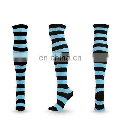 High Quality Cheap Cosplay Long Girls Women Stripe Thigh Over Socks Polyester Cotton Rainbow Sexy Striped Knee High Socks photo-3
