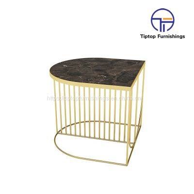 nordic luxury modern gold stainless steel frame sofa side end tea table round nesting marble top coffee table gold