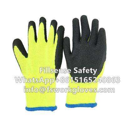 7 Gauge Polyester Loop Napping Liner Crinkle Coated Latex Winter Gloves photo-3