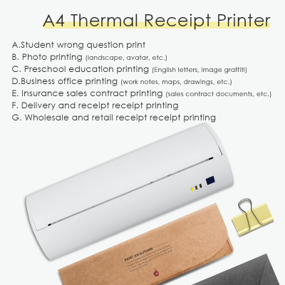 Mini Portable Bluetooth A4 thermal printer connect phone and computer use