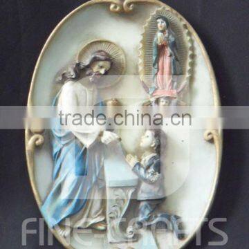 Polyresin Jesus religious souvenir wall plate