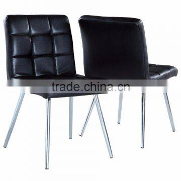 Leather chrome metal dining chair