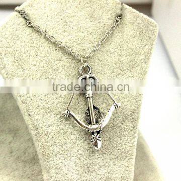 Fashion Jewelry 2015 Zinc Alloy Antique Silver Bow and Arrow Necklace photo-2