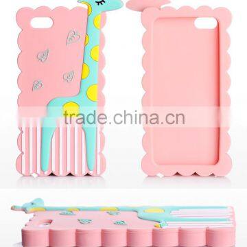 Cute 3D Giraffe Cartoon Animal Silicone Case for iPhone4 4S
