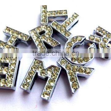 10MM yellow color stone zinc alloy DIY letters