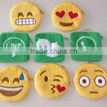 2015 hot sale emoji plush wallets/ whats app emoji wallet/plush emoji wallets