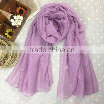 Wholesale Fashion Hot Popular Sprinkling Silver Women Plain Cotton Muslim Hijab