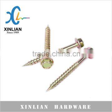 Yellow zinc hex head flange wood screw with washer