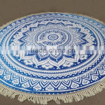 Ombre Mandala Round Beach Towel with terry