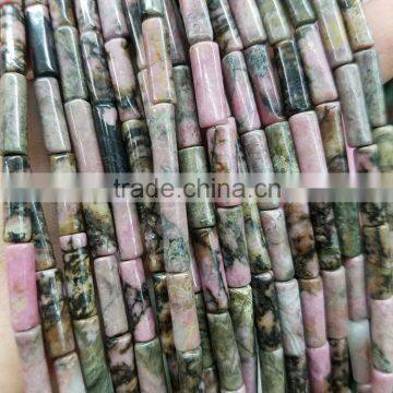 SB6609 Rhodonite tube beads,natural semi precious stone cylinder spacer beads