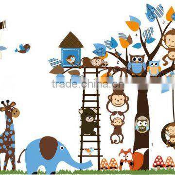 2016 Large Size Kids Cartoon Monkey Giraffe Owl Bird Wall Stickers photo-6