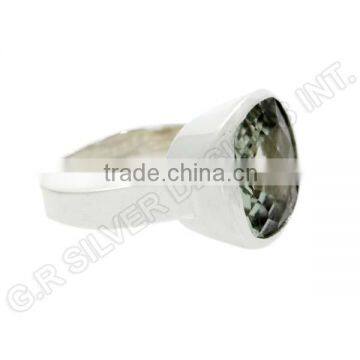 Green Amethyst Gemstone Rings Jewelry,wholesale Sterling 925 Silver Bezel Set Rings Jewellery photo-2