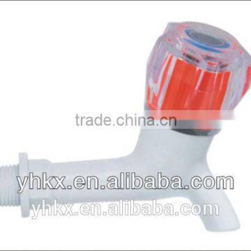 yellow transparent handwheel long body garden tap