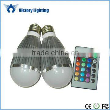 100 lm/W lumens 3watt rgb led bulb with remote controller