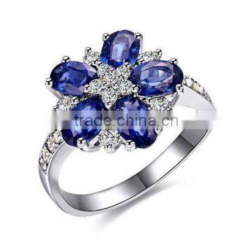 18K White Gold High Quality Sapphire Ring FQ-9043