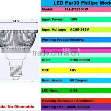 AC85-265V 10w Cob Led Par Light E27/E26/B22 95mm Led Par Light Bulb Par 30 Spot Lamp photo-4