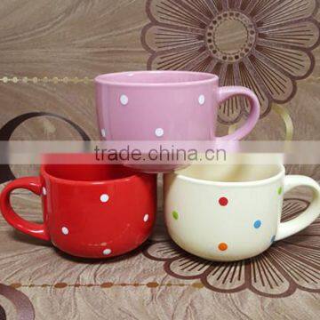 500 ml Handpaiting Stoneware Soup Mug With Small Dots photo-6