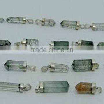 925 Silver Rutilated Quartz Crystal point pendants