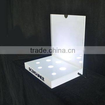 White Color Acrylic Cosmetic Displays, Make up Display Stand With Light photo-2