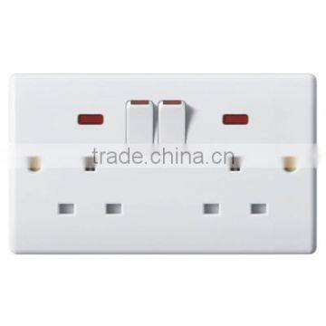 13A double socket and 2pole switch with light