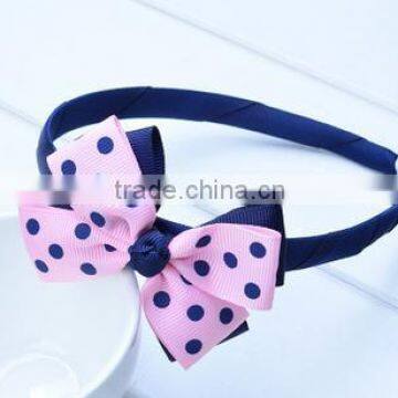 fancy polka dot plastic christmas hair bow headband for kids