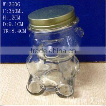 350ml 12oz bear shape candy glass jar with screw lid