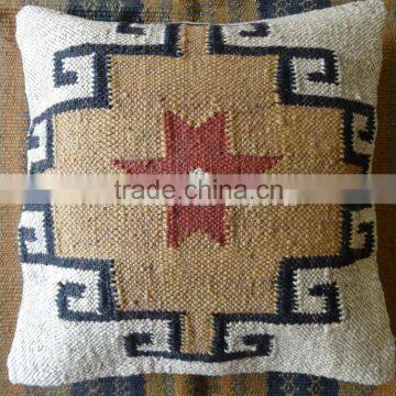 Indian Kilim Cushion Cover 18X18 Pillows Boho Ethnic Shams Jute Pillow Cases photo-5