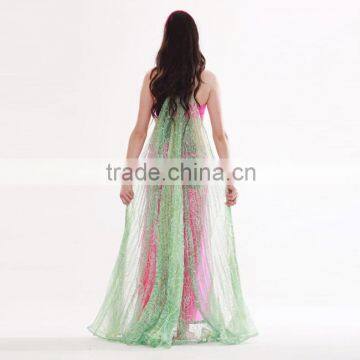 women fashion rose printing belly dance costume wings