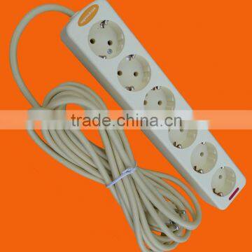 European style 6 way extension socket with earth (E5006E)